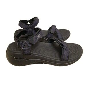 Skechers Go Walk Arch Fit Cruise Around Black Sandals Women Size 9